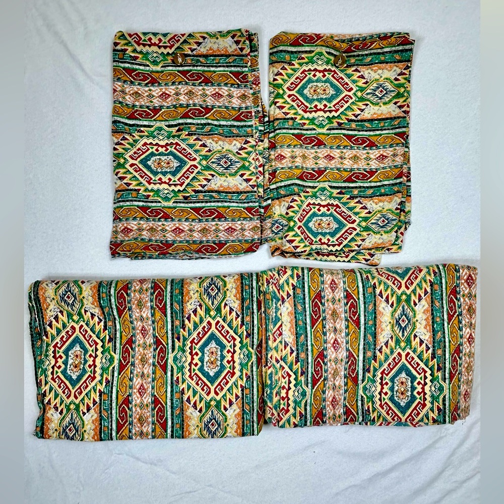 90’s Vintage Southwest Style Queen/Full Bedding Sheet Set 100% cotton flannel